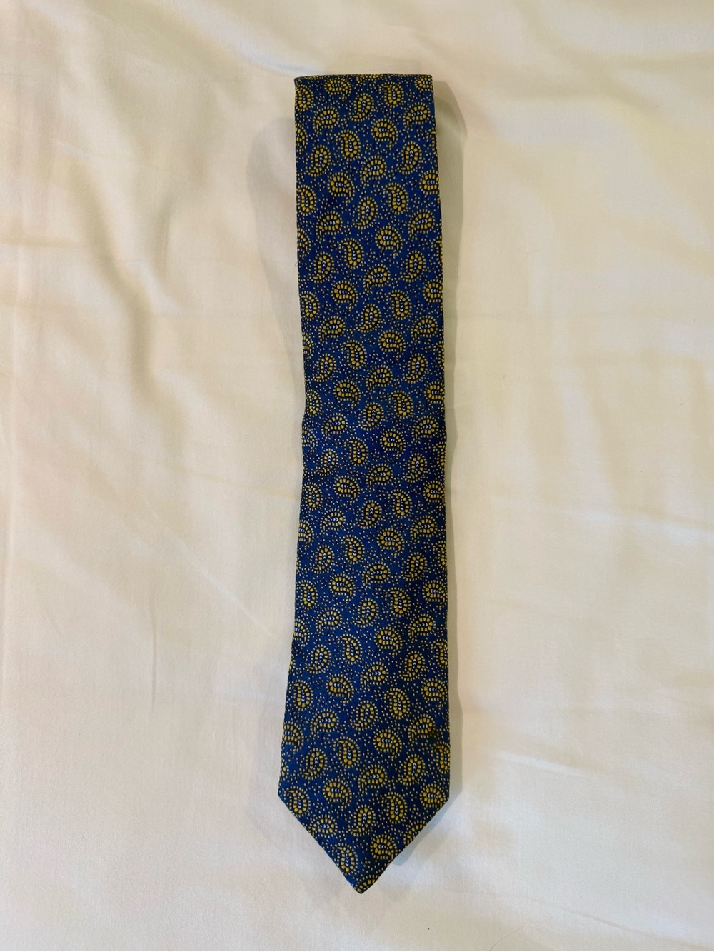 Charles Tyrwhitt Navy Tie with Gold Paisley Motif